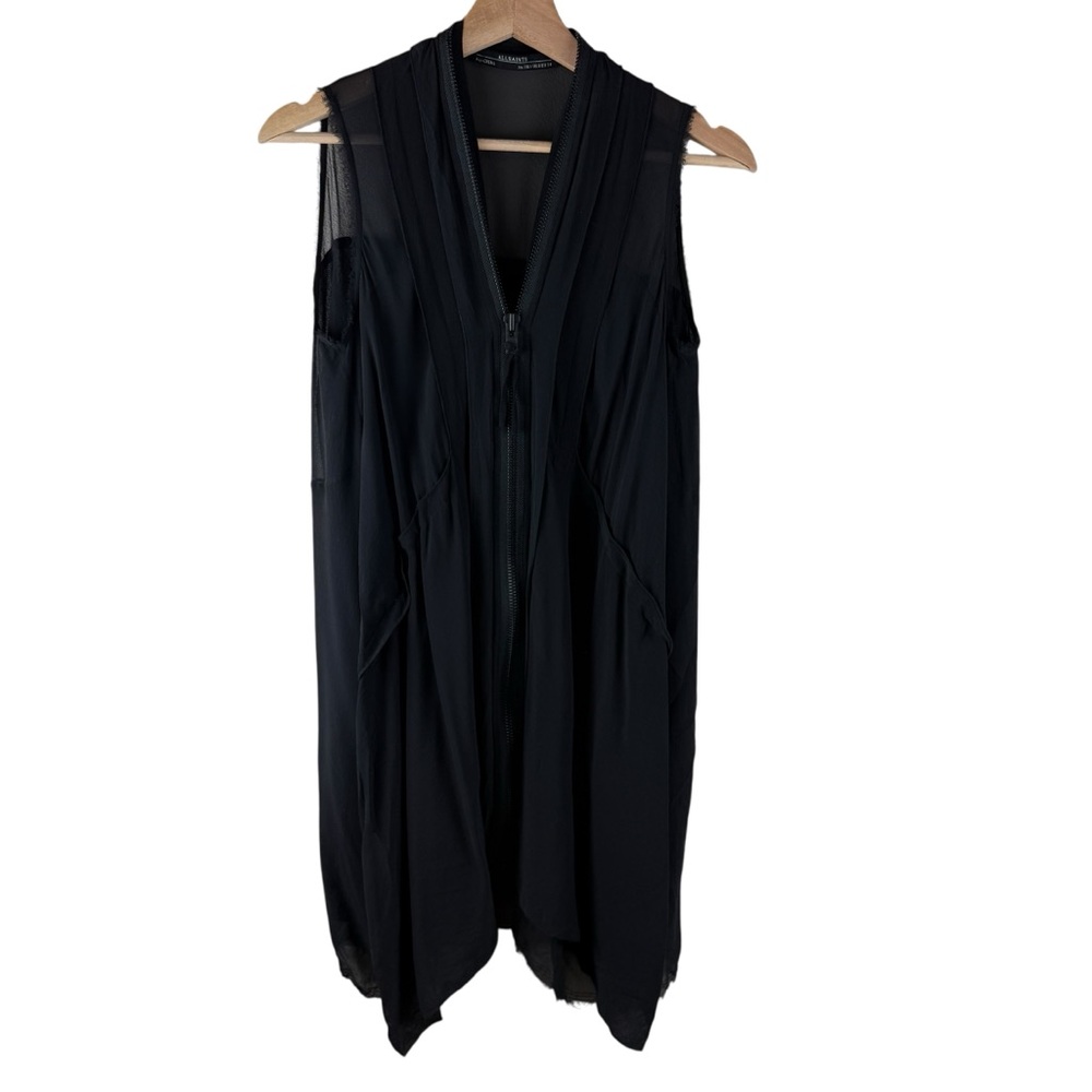 ALLSAINTS Lewis Zip Front Silk Dress Black Size 2